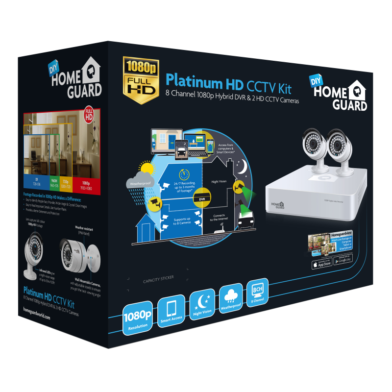 HGDVK87702 - 8 channel Hybrid Digital Video Recorder & 2 HD 1080p Cameras