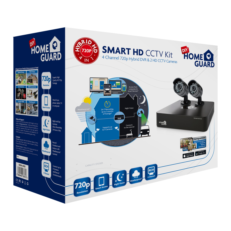 HGDVK46702 - 4 Channel 720p Hybrid DVR & 2 HD CCTV Camera