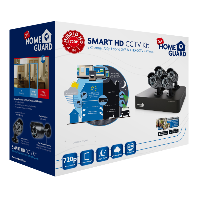 HGDVK86704 - 8 Channel 720p Hybrid DVR & 4 HD CCTV Camera